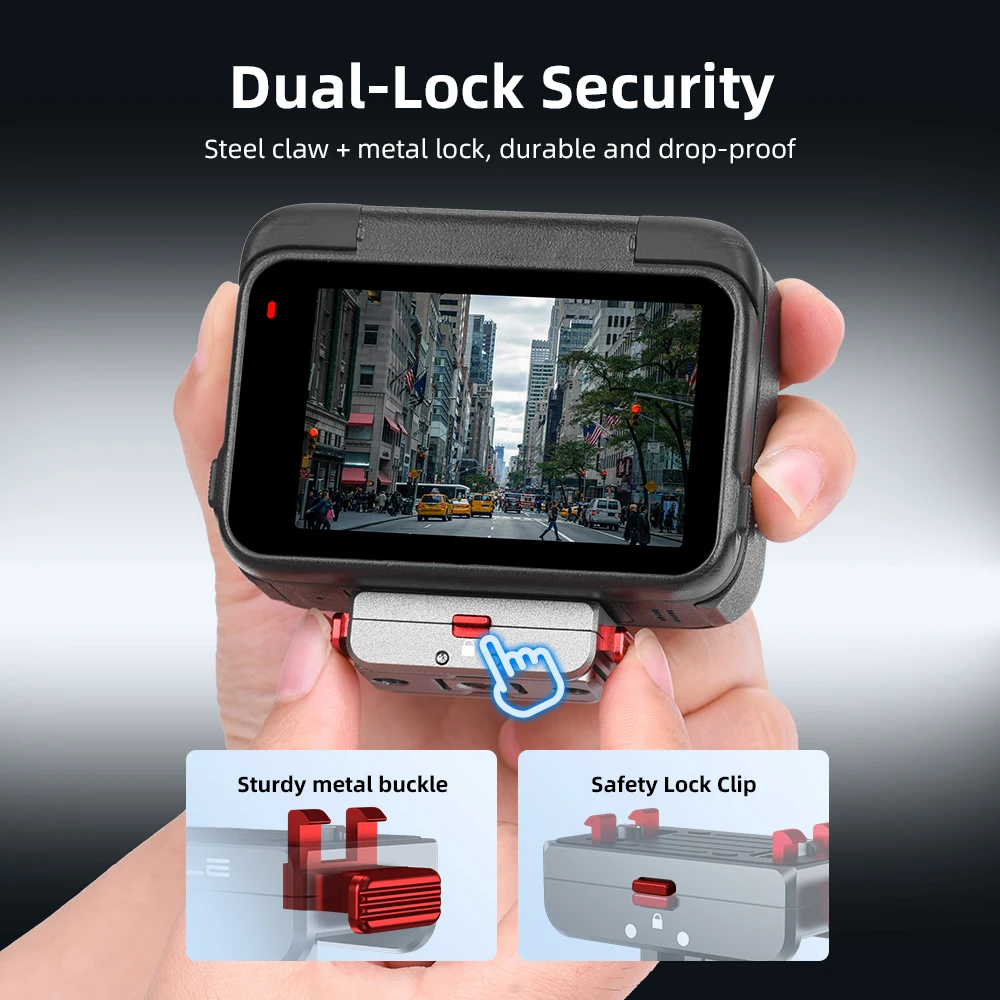 Magnetyczny uchwyt szybkiego montażu Flymile do Insta360 X5/X4 Air/Ace Pro/2 z adapterem i bezpiecznym systemem blokowania Claw-Lock, akcesoria do kamer. — zdjęcie produktu 3
