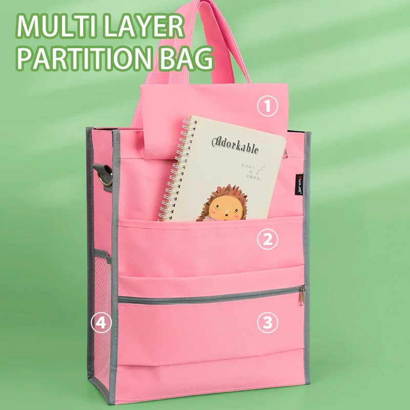 Huajie 1 أكسفورد القماش عمودي سعة كبيرة ستيريو حقيبة يد مقاومة للاهتراء ومقاومة الأوساخ الكمبيوتر المحمول الضروريات اليومية حقيبة مستحضرات التجميل مناسبة للسفر المكتبي والمدرسة