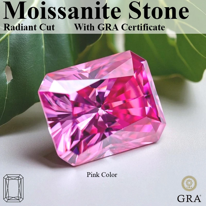 

Radiant Cut Pink Moissanite Stone VVS1 Loose Gemstone Beads with Certificate for Advanced Jewelry Making Material