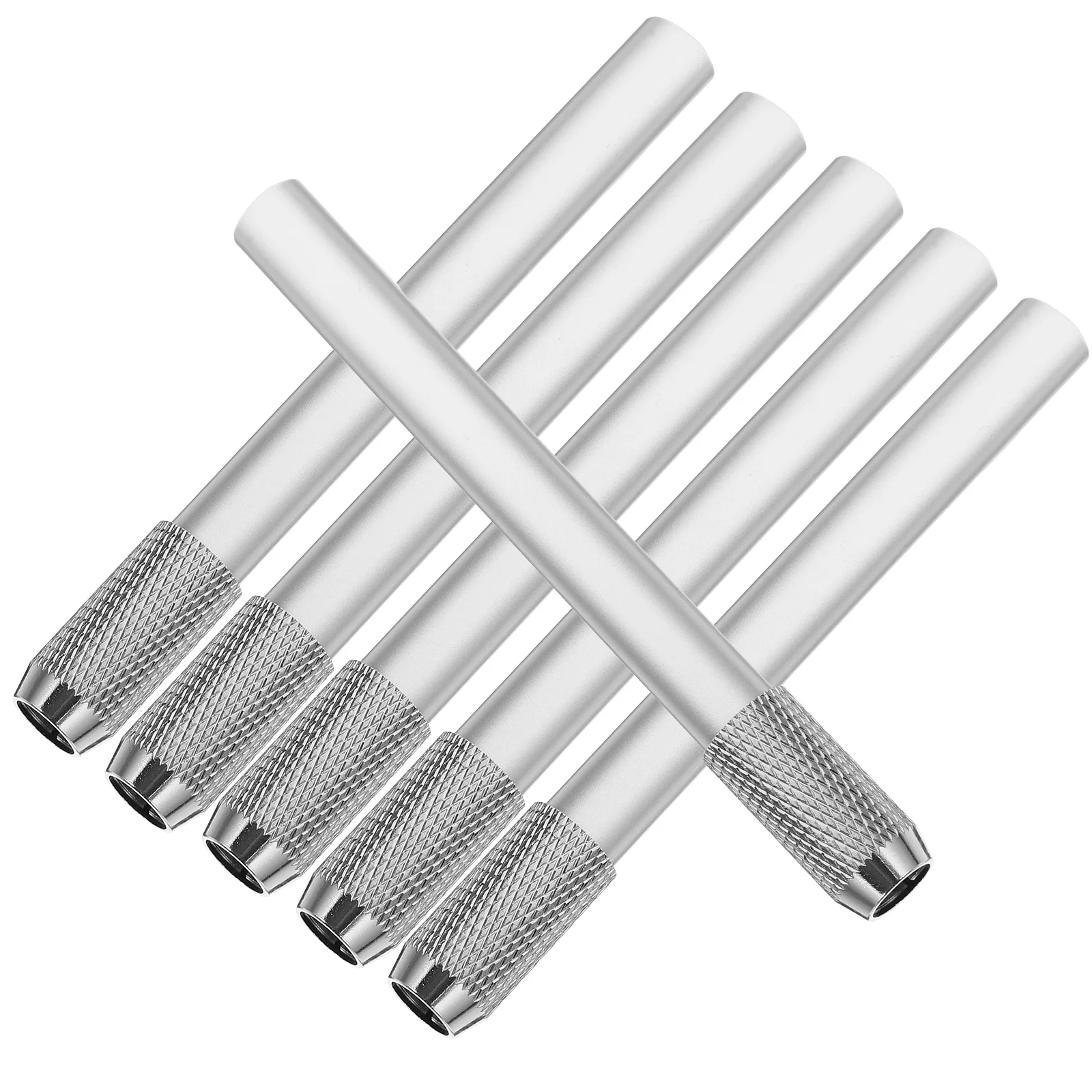 

6 Pcs Pencil Extender Crayon for Artists Metal Reusable Silver Short Holder Extenders Home Office Supplies