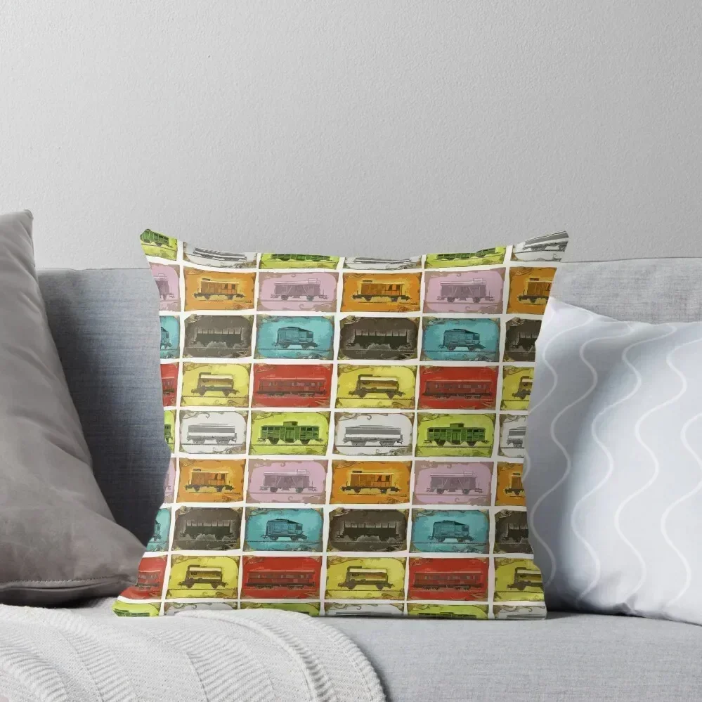 

Ticket to Ride: The Trains: on White Throw Pillow Luxury Pillow Case Rectangular Cushion Cover pillow