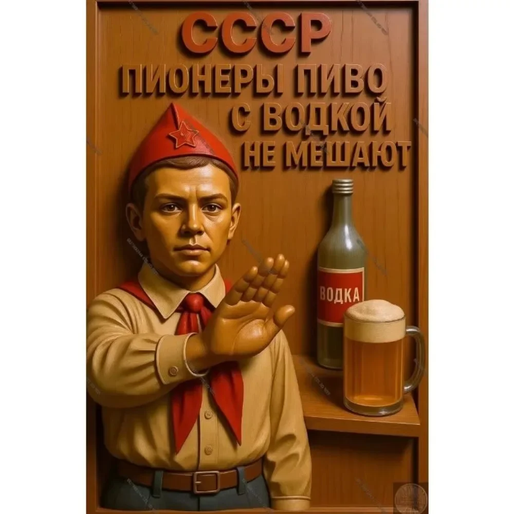 CIFBUY Funny Soviet Pioneer Parody Sign Retro Beer Vodka Joke Aluminum Wall Art For Bar Man Cave Garage Humor Decor
