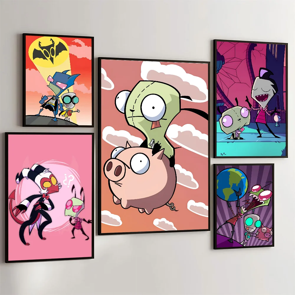 Affiche Autocollante de Film de Dessin Animé Invader Zim, Autocollant Rétro en Papier Kraft, Bricolage, Bar de Salle, Art Mural Esthétique, 73, 1 Pièce