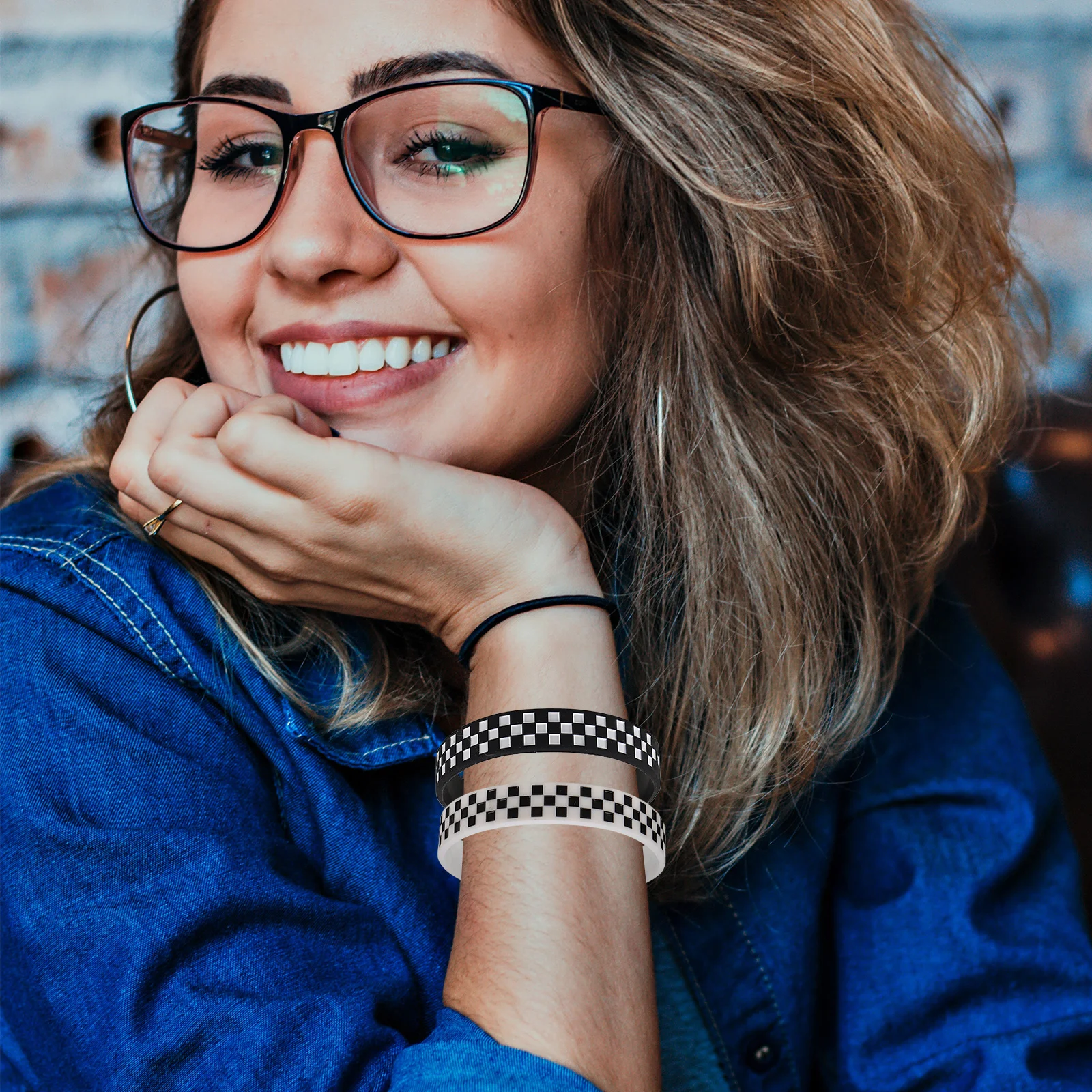 

12 Pcs Event Bracelets Checkered Decorative Wrist Wristband Fans Accessory Theme Party Concert Wristbands Supply