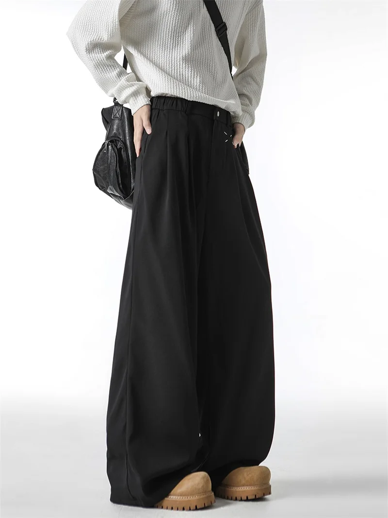 Black Men's Casual Trousers Draped Knife  Straight Leg Comfortable Fit Autumn Winter Fashion Brand Cleanfit Pants
