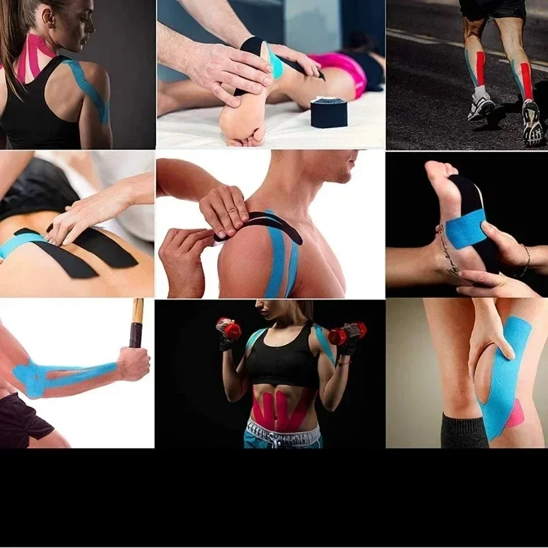 Cinta Kinesio deportiva de 5-10 cm, kinesiología muscular, parche elástico para aliviar el dolor de rodilla, pegatinas de recuperación atlética, vendajes para Fitness