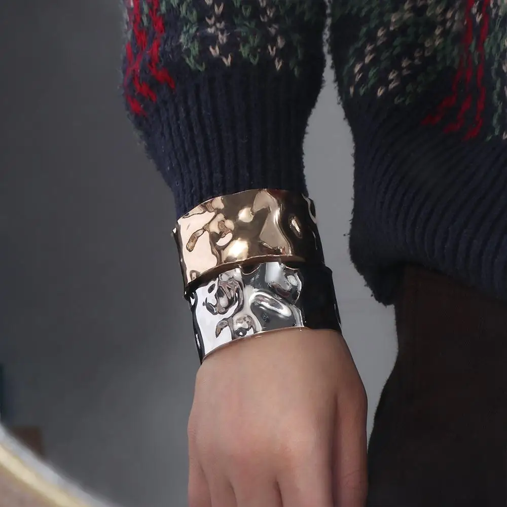 Metal Wide Open Bangle Minority Design Europe American Style Cuff Bangles Jewelry Accessories Alloy Exaggerated Bracelet Gift