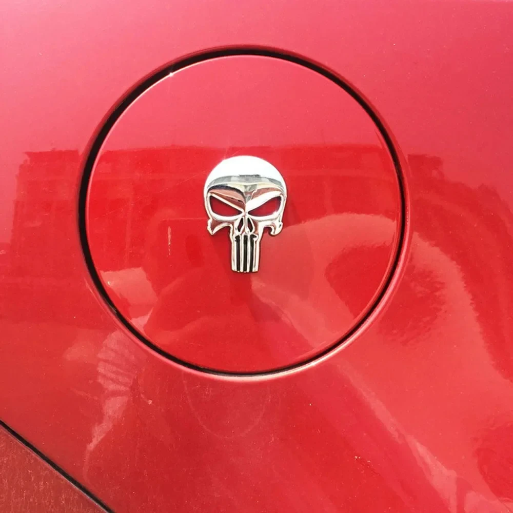 3D Metal Punisher Skull Logo Car Decals Emblem Badge Refit Fuel Tank Tail Side Trim Label Auto Front Back Trunk Body Sticker