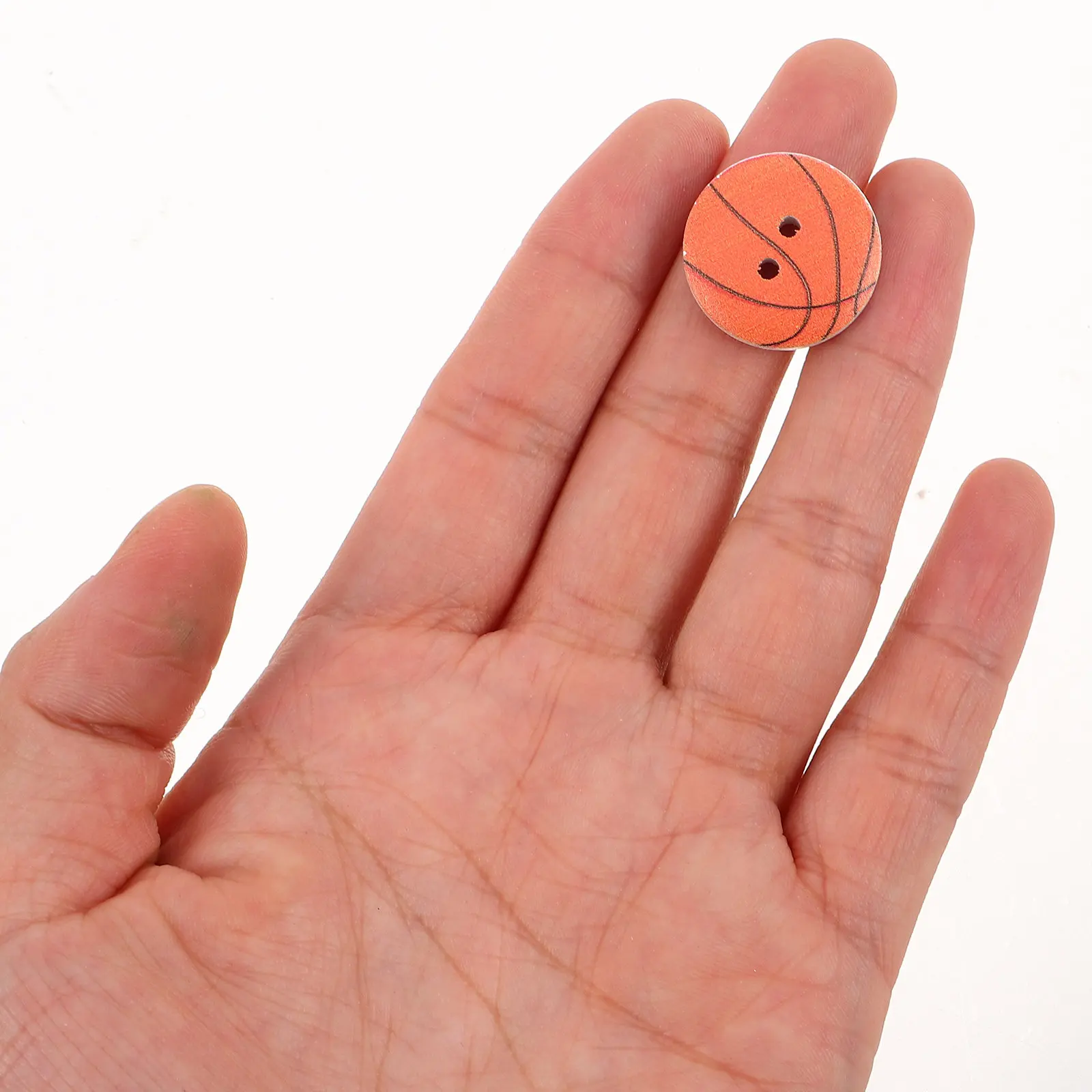 Wooden Sports Ball Buttons 100Pcs Football Basketball Tennis White Background Craft Buttons for Sewing Clothes