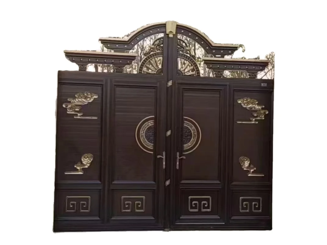 التصميم الحديث في الهواء الطلق التلقائي الألومنيوم الفولاذ المقاوم للصدأ دليل سوينغ بوابة السياج باب كهربائي مع قفل ذكي