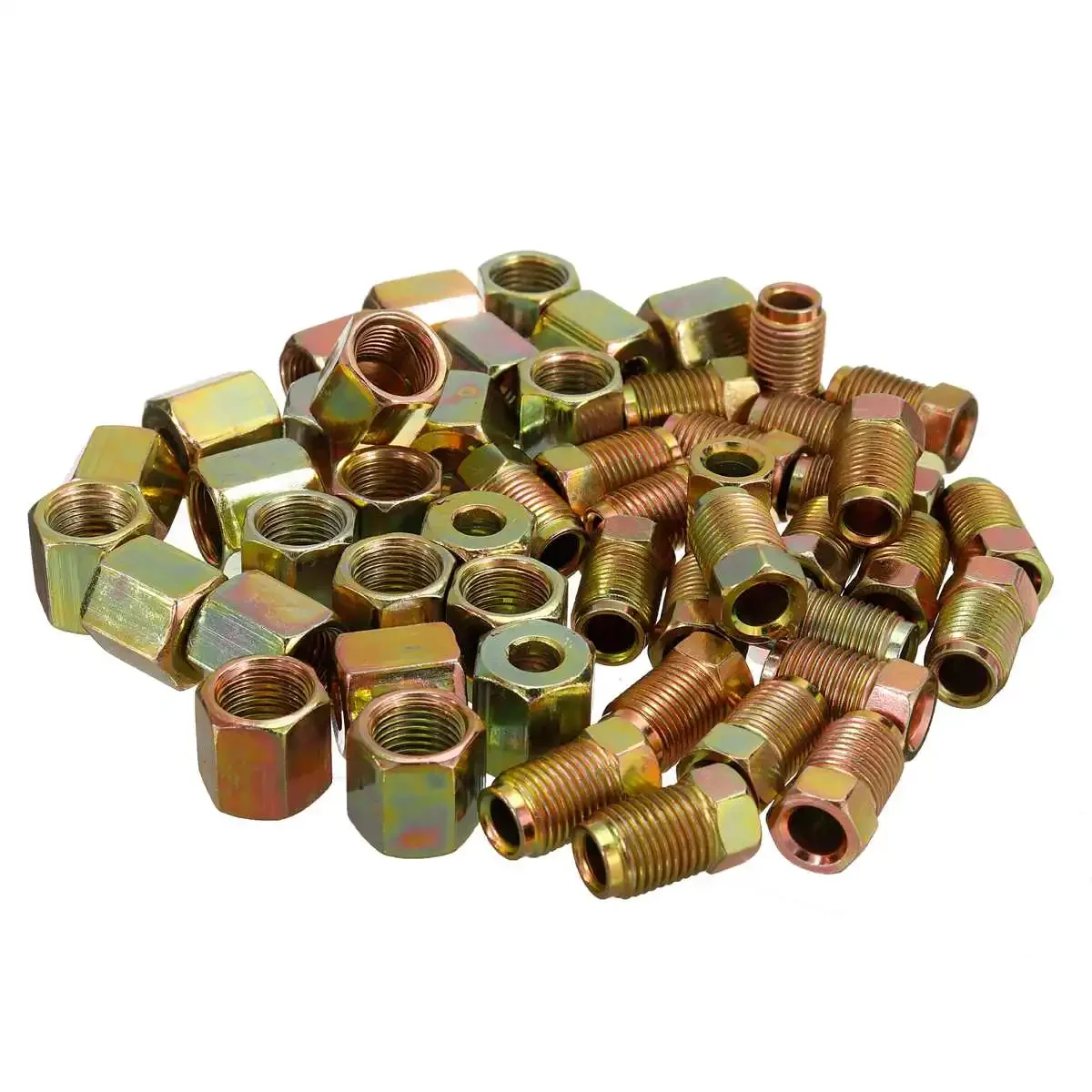 

50Pcs Male Female Copper Brake Pipe Fittings M10 x 1mm Metric Nuts for 3/16" Tube End Union Bolts Brake Line Fitting Kit