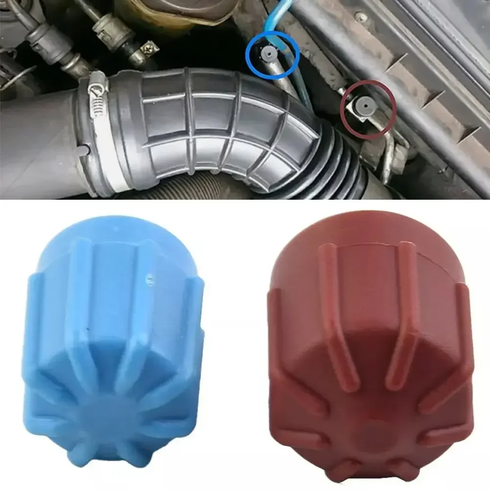 2pcs Car A/C Valve Cap Air Conditioning Valve Core Set Air Conditioning High And Low Pressure Protective And Dustproof Cap
