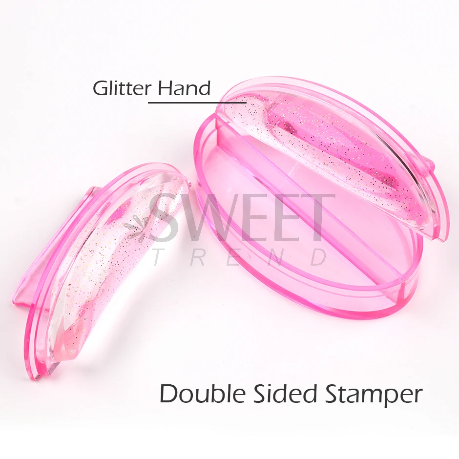 Clear Jelly Nail Art Stamper Glitter Double Sided Curved Design Transfer Print Silicone Tool French With Scraper Accessory JIS33