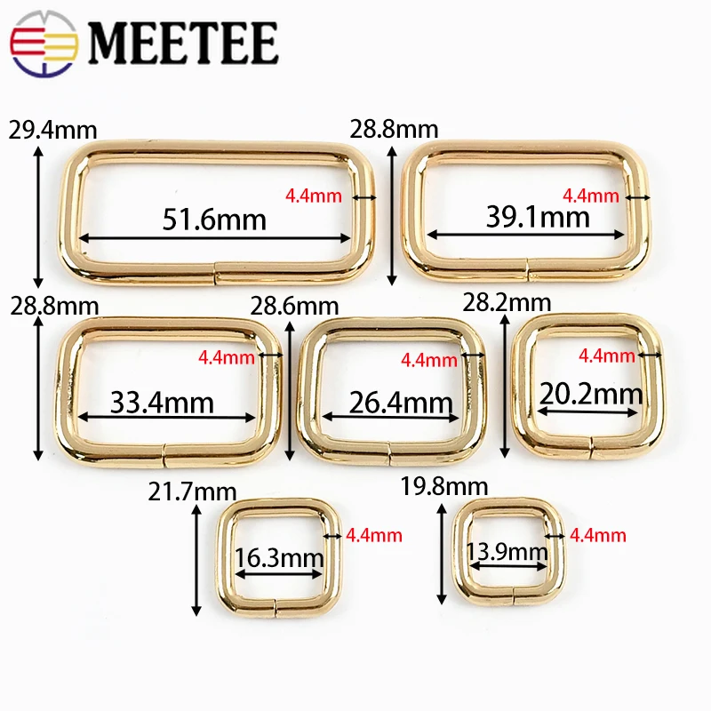 10Pcs Rectangle Metal Rings Buckles for Bags Dog Leash Carabiner Handbag Belt Clasp Webbing Strap Hooks DIY Hardware Accessories