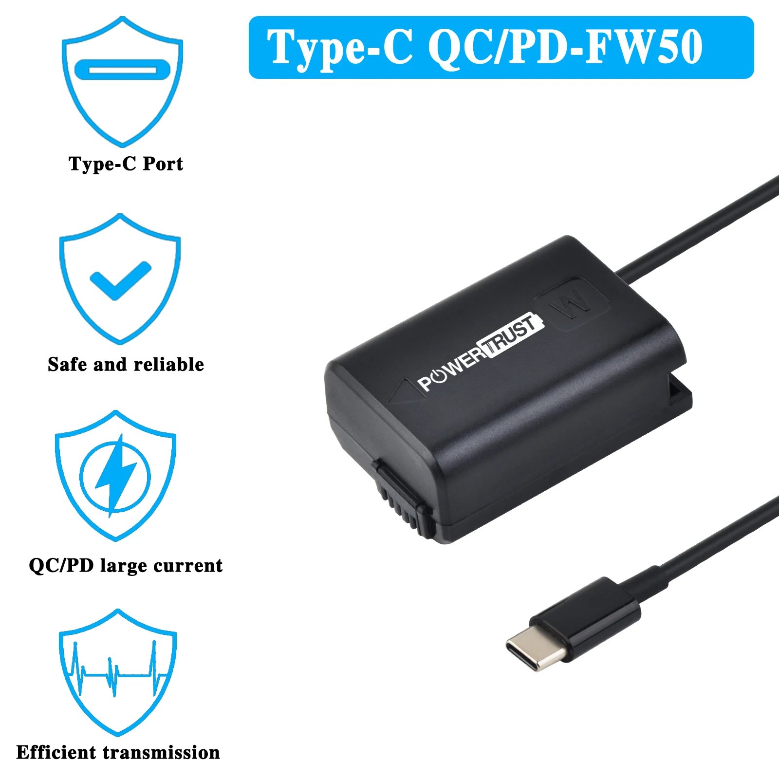 USB-C NP-FW50 Dummy Battery AC-PW20 DC Coupler Power Adapter for Sony a7S a7k a7II a7R a7RII a6300 a3000 a5000 a5100 a6000