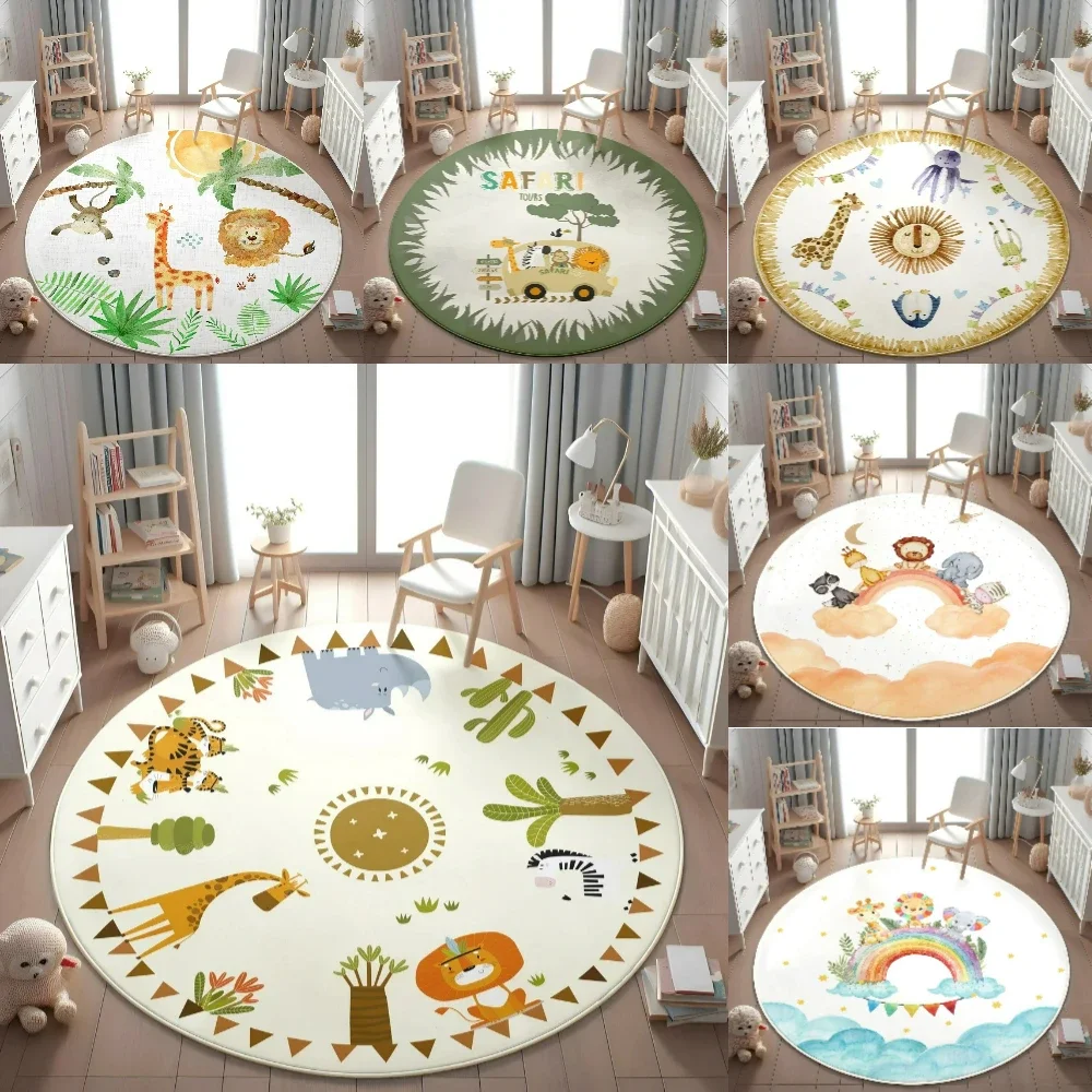 Safari Theme Kids Rug Baby Gift Zebra Kids Giraffe NonSlip Activity Rug Toddler Washable Kids Lion Rug Home Decor