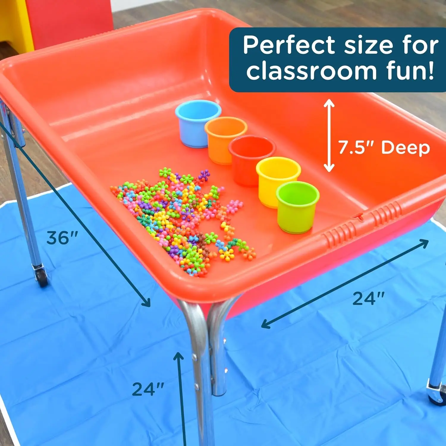 Tavolo sensoriale grande da 24 ", Sandbox portatile, tavolo da acqua per bambini, rosso