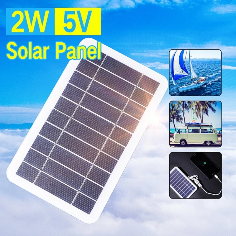 Portable Solar Panel 2W 5V USB Output High Conversion for Phone Camping