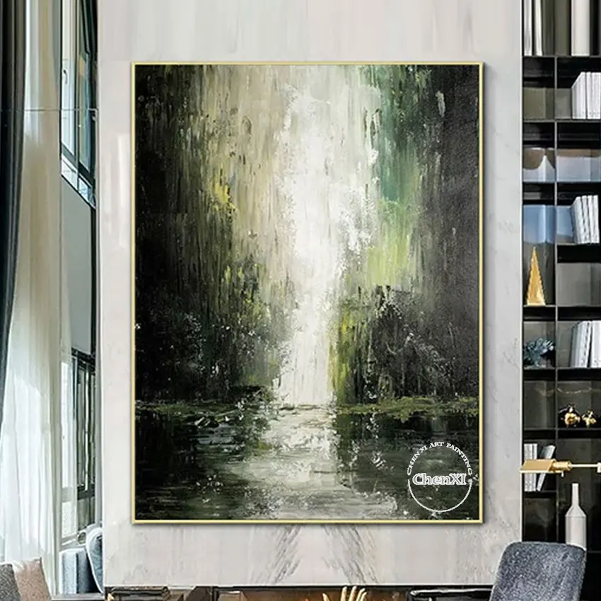 Dark Green Design Pure Handmade Acrylic Painting Drawing Canvas Wall Art Wall Hangings Decorative Item Poster Crafts Murals