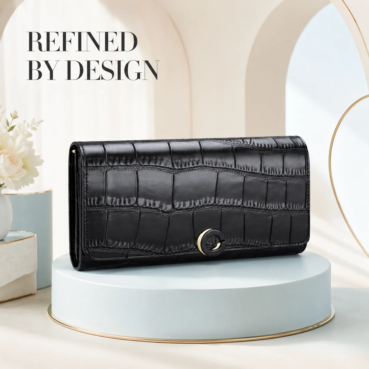2026 Women’s Genuine Leather Long Wallet Fashion Minimalist Trifold Clutch Card Holder Gift for Mom
