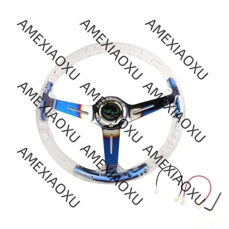 

Спортивный неохромированный руль 14 дюймов 335 мм Универсальный прозрачный акриловый обычный гоночный руль