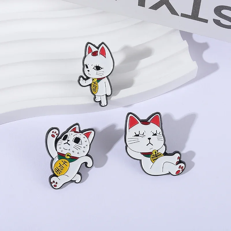 Turbo Granny Cat Spying Enamel Pins Cartoon Anime Characters Cat Running Middle Finger Brooches Lapel Badge Funny  Gifts