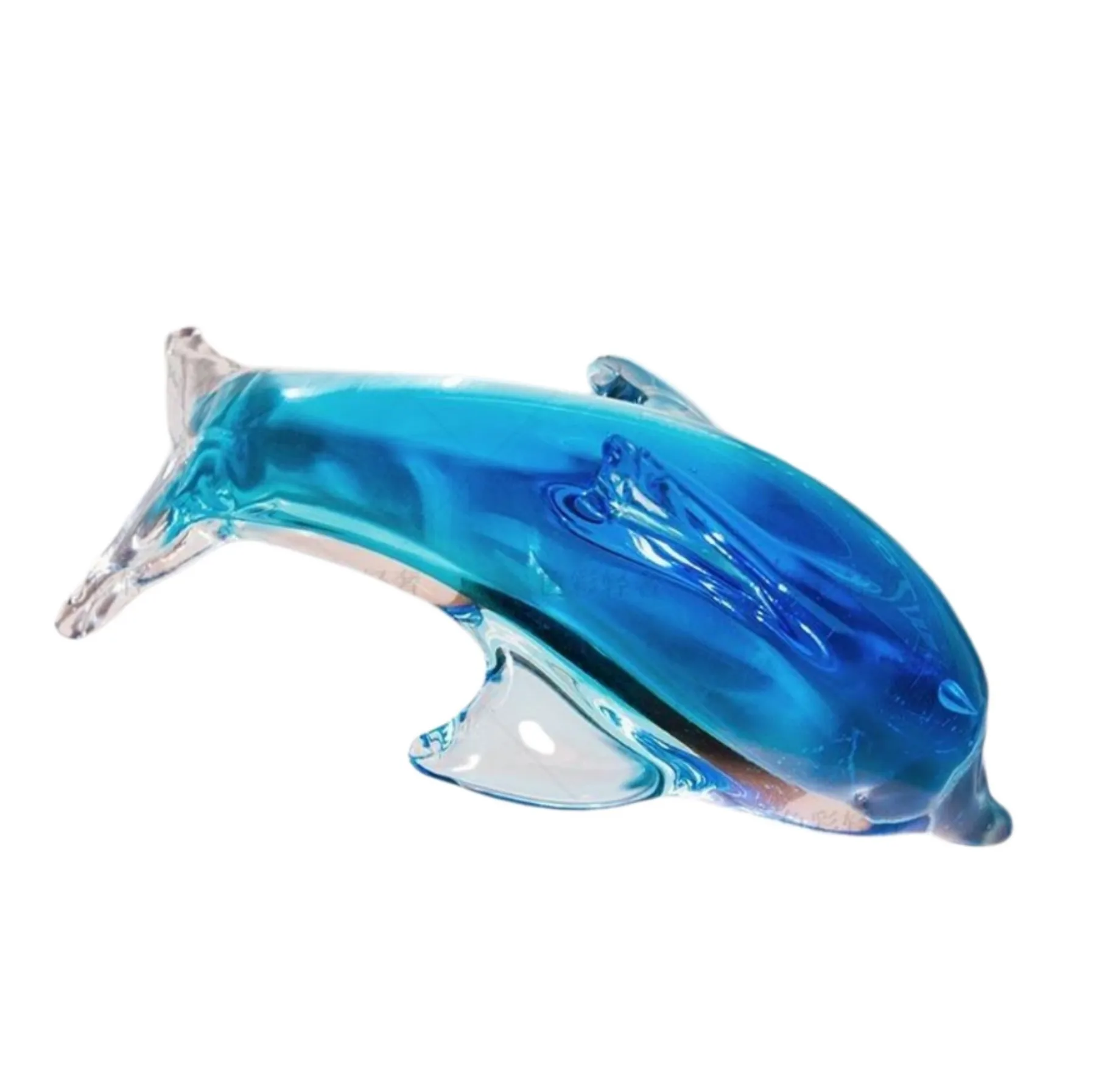 1PC Blue Gradient Crystal Dolphin - Handcrafted Glass Figurine, Ocean Home Desk Decor, Gift for Mother's Day, Valentine's Day