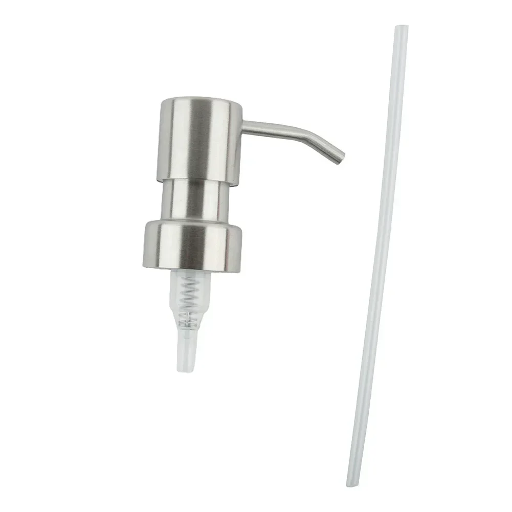 Dispensador de botellas con cabezal de prensa, tarro de mano, boquilla para loción líquida, champú, Gel de ducha, baño de acero inoxidable