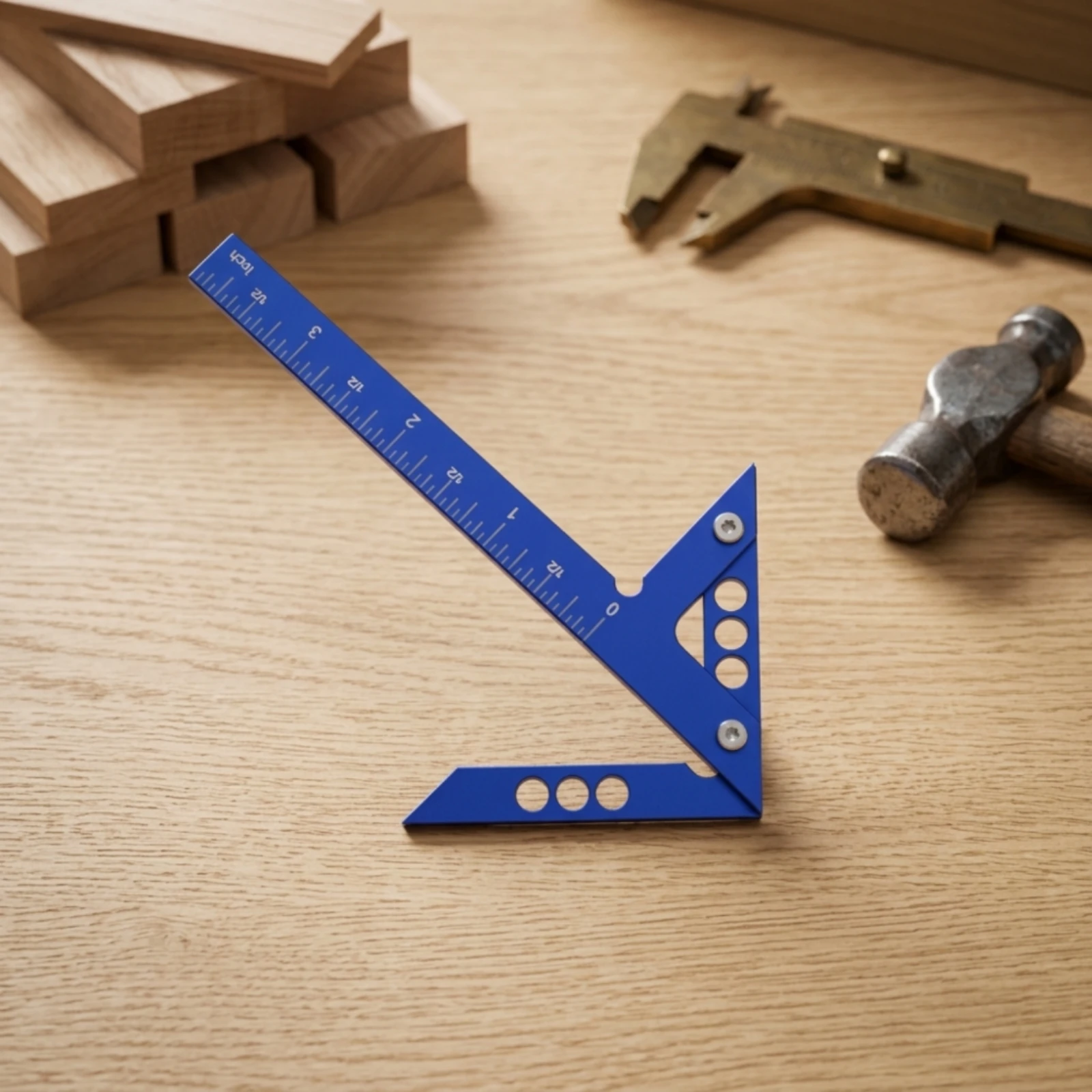 Carpenter Square Aluminum Alloy Layout Square Triangular Ruler Engraved Scale Triangle Ruler Lightweight for Carpenters