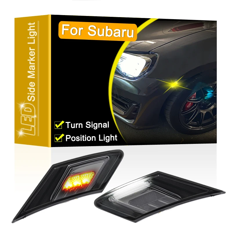 Smoked Lens Waterproof LED Side Fender Marker Lamp Turn Signal Light For Subaru BRZ 2013-UP Running/Position Lights