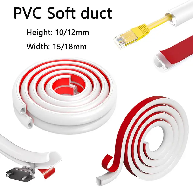 

1M Cord Management Channel Invisible Decorative Wire Cover Anti-Step Protector Adhesive Soft Cable Raceway With Cap