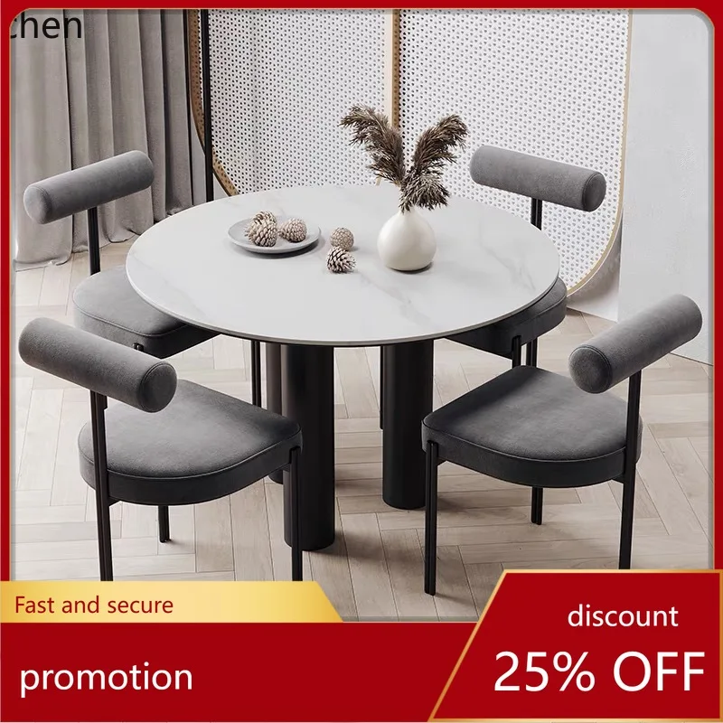 HYS Chair Modern Marble Table Simple Round Dining Table Artistic Small Apartment Creative Dining