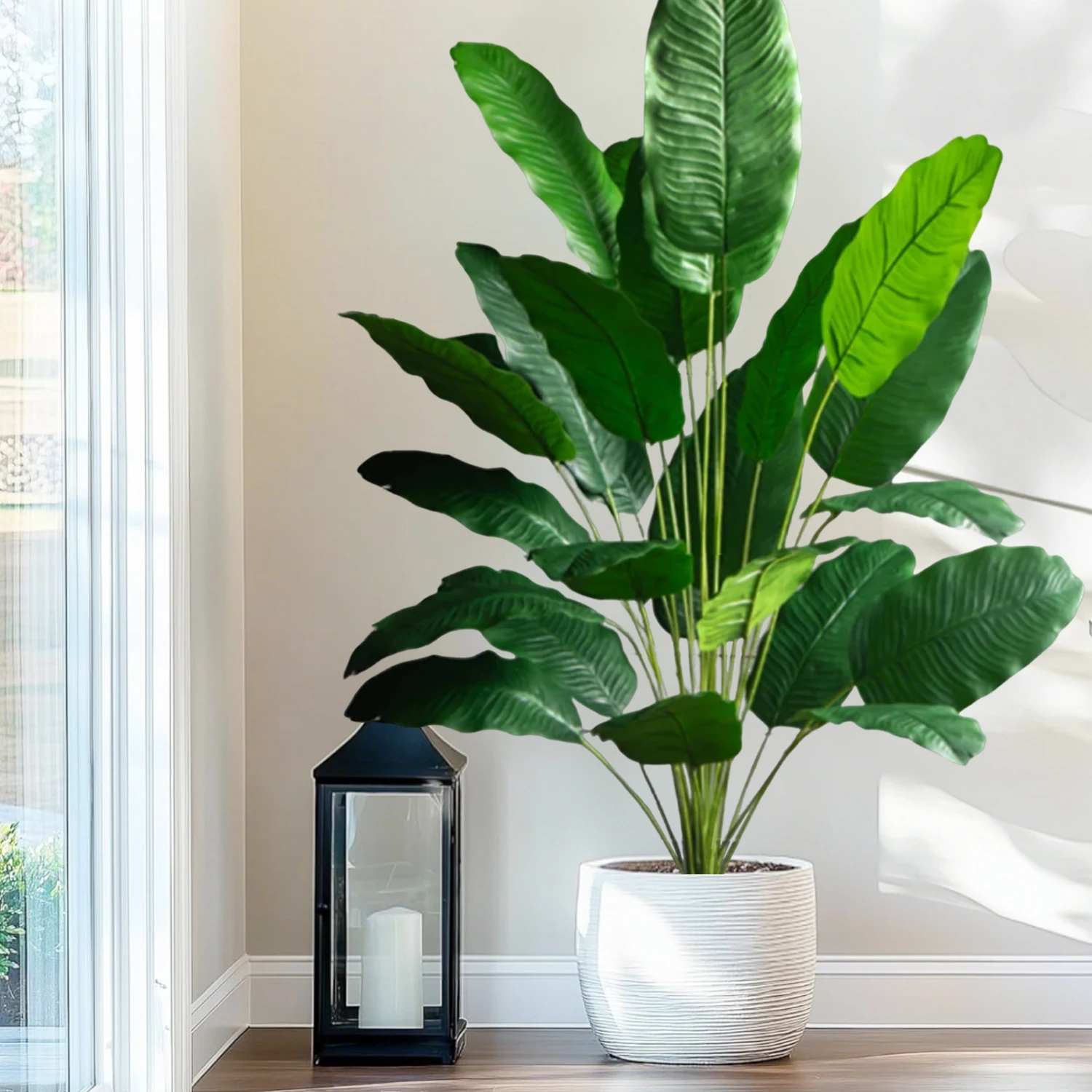 65-90-125 سنتيمتر شجرة النخيل الاستوائية الكبيرة وهمية نبات الموز يترك لمسة حقيقية Strelitzia Reginae نبات بلاستيكي لحديقة المنزل