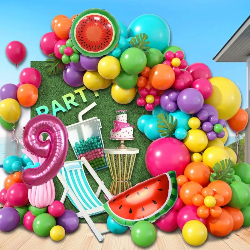

Wholesale Fruit Watermelon Matte latex Balloons 32-inch Digital Fruit Balloon Props Party Decoration Tools Balloon Chains