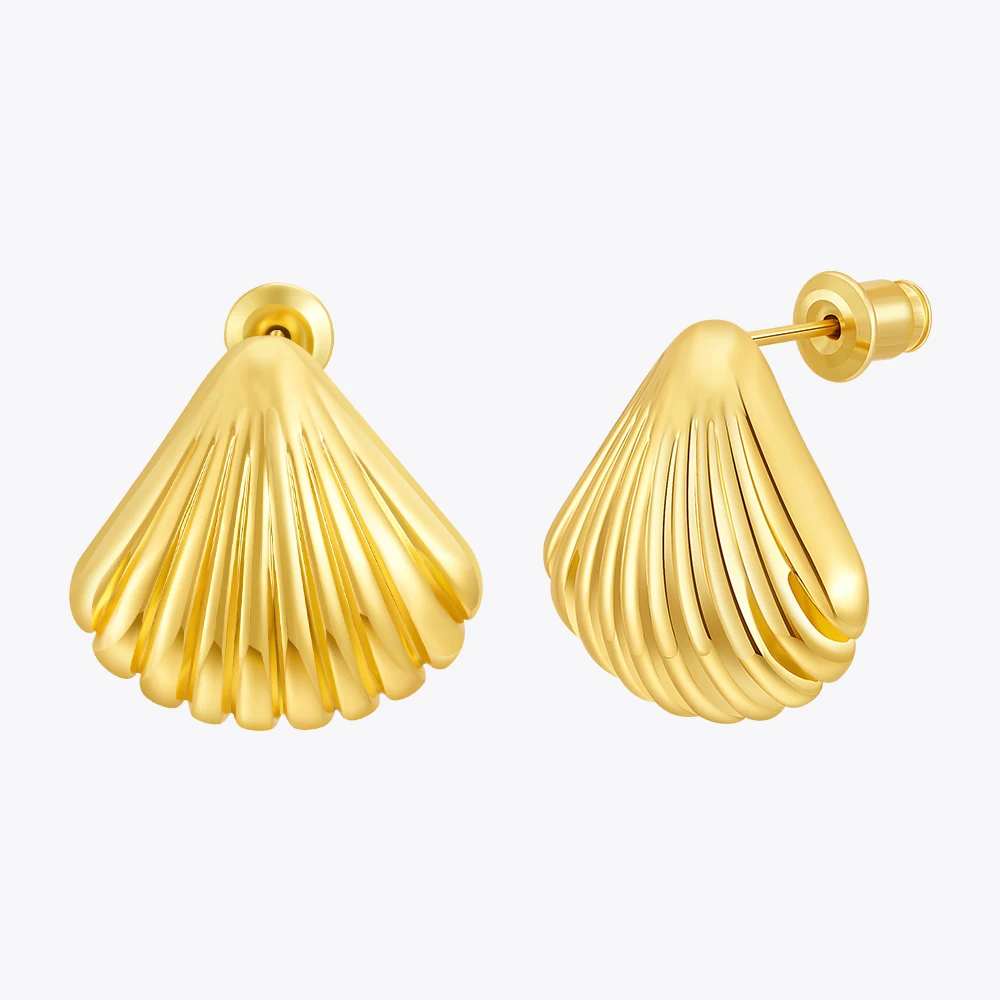 

ENFASHION Shell Stud Earrings For Women Aretes De Mujer 18K Gold Plated In Earings Fashion Cute Dating High Street Jewelry 1545