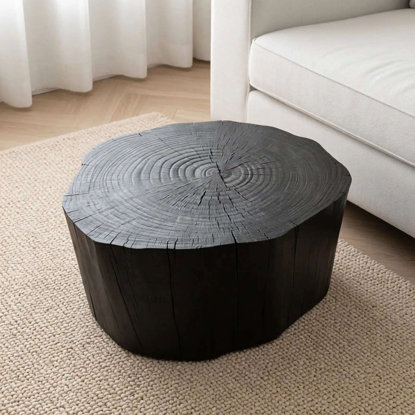 Wabi Sandy Wind Log Natural Edge Stump Coffee Table Homestay Creative Coffee Round Table Carbonized Round Stump Small Coffee Tab