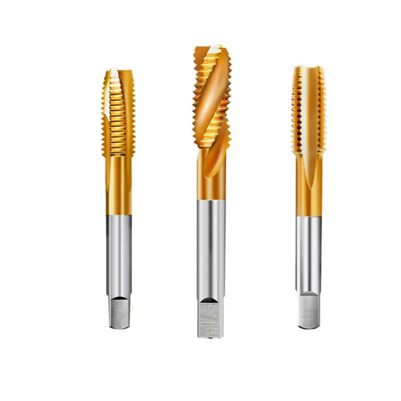 Titanium Coating Screw Tap Drill Bit M2 M2.5 M3 M3.5 M5 M6 M8 M10 Metric Straight Flute Thread Tap Hand Tools