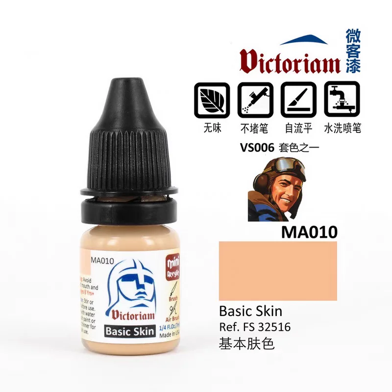 6pcs Set Model Paint Pigment Character Facial Skin Tone for Model Coloring Water-based Spray Coating Pen Soldiers Facial Suit