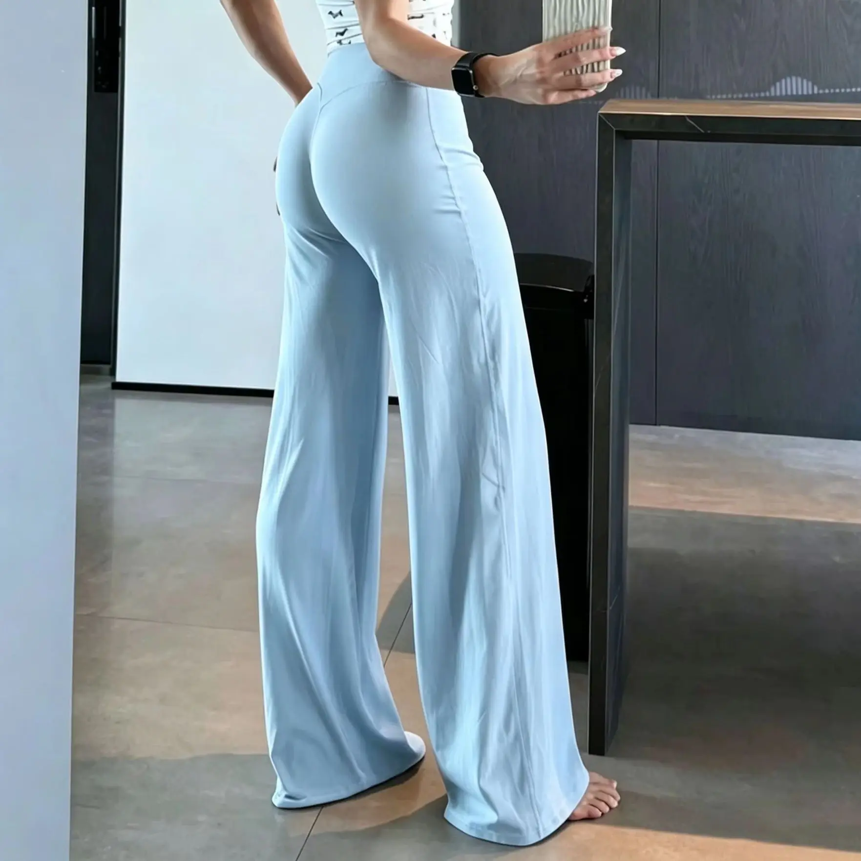 Women High Waist Bootcut Yoga Pants Butt Lifting Flared Leggings Soft Draping Solid Gym Workout Wide Leg Daily Casual Trousers