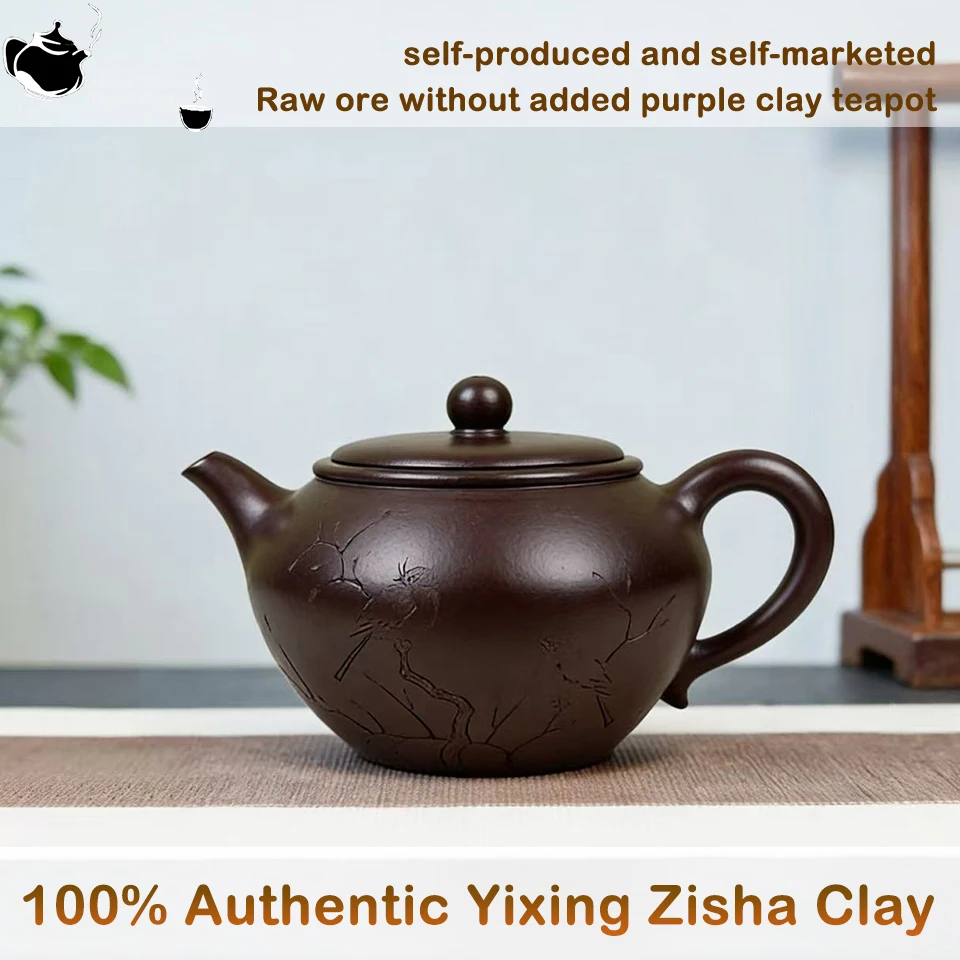 100% Authentic Yixing Zisha Clay Chinese Traditional HandmadeYixing Purple Sand Tea Pot Elegant Tea Maker for Home, Office, Gift