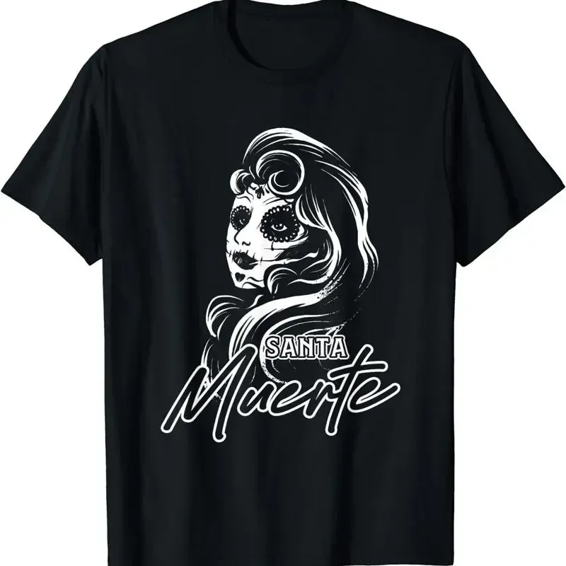 New Limited Santa Muerte Mexican Dead Sugar Skull Mexico Female Deity T Shirt