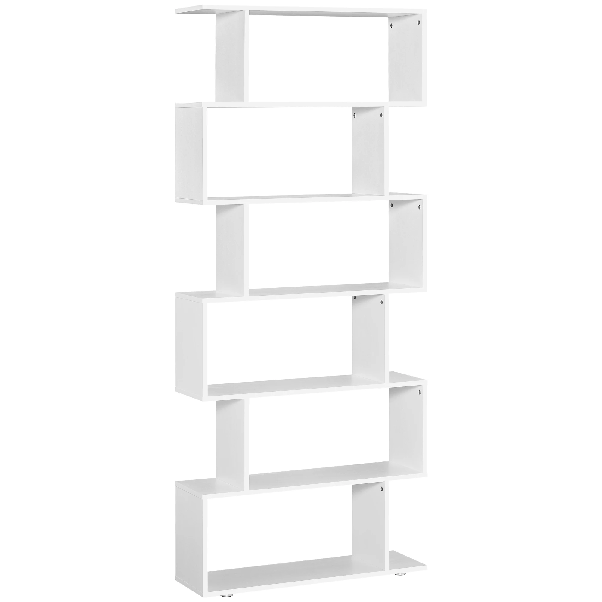 HOMCOM libreria scaffale 6 ripiani in legno forma S scaffale 80x24x191cm