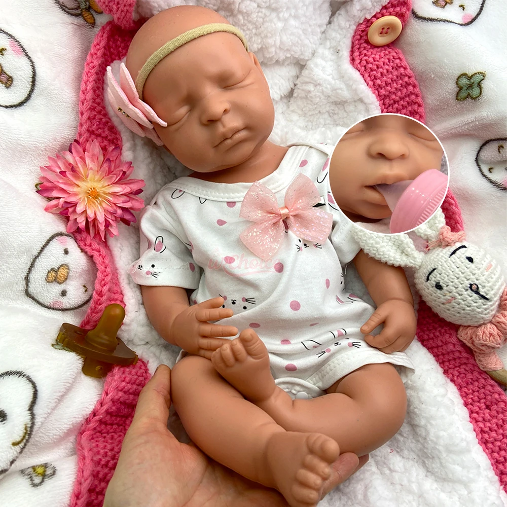 

45cm Full Silicone Weighted Reborn Baby Doll Realistic Newborn Girl Soft Skin Therapy Doll for Grief Support Dementia Care Gift