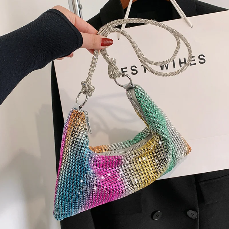 

Diamonds Tote Bags for Women 2024 New Large Underarm Woman Shoulder Bag Fashion Party High Quality Color Luxury Designer Handbag