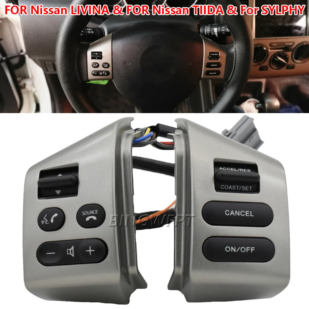 High Quality Car Steering Wheel Control Volume Cruise Switch Button For Nissan Sylphy 2005-2017 Tiida 2005-2008 Livina 2007-2010
