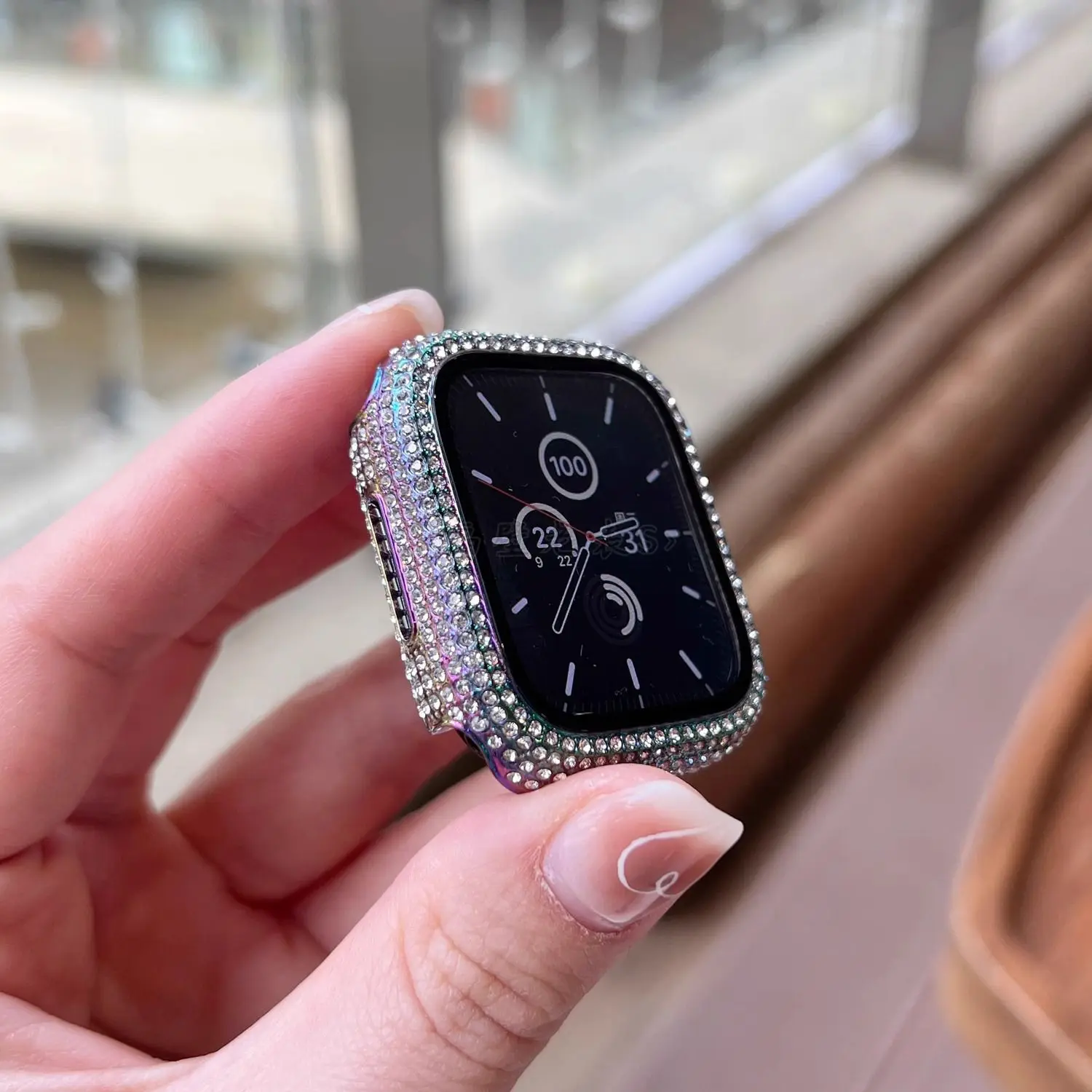 Glitter Diamond Watch Case Built-in Tempered Glass for Apple Watch 41mm 45mm 38mm 40mm 42mm 44mm IWatch Series 8 7 6 SE 5 Cover