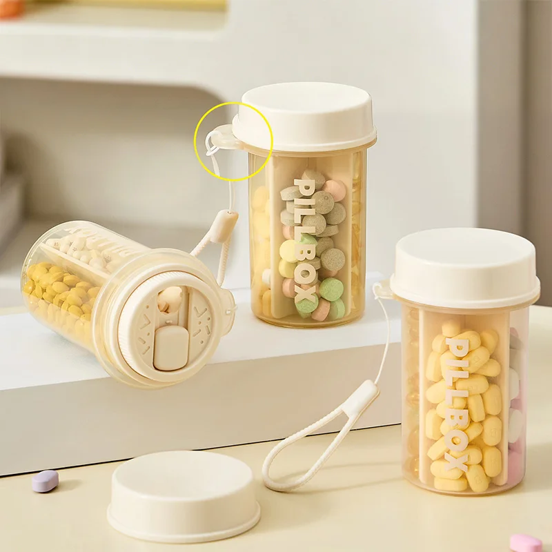 4-Compartment Pill Organizer Contact-free Pill Storage Box Vitamins Dispenser Travel Supplement Container with Anti-Mix Design
