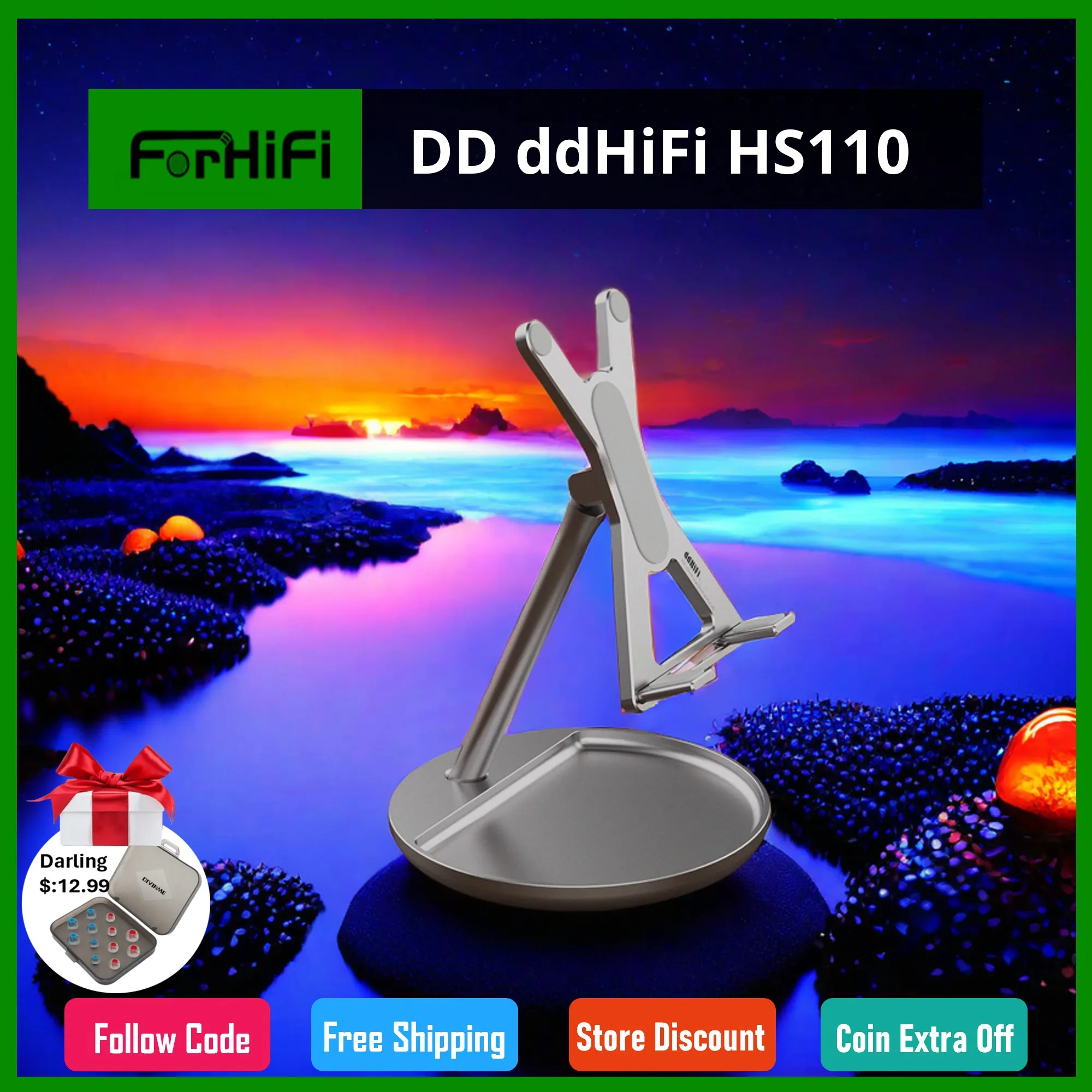 DD ddHiFi HS110 HiFi Desktop Stand for Smartphone and Music Player, AL6063 Aluminum Alloy and Silicone Anti-Slip Pad