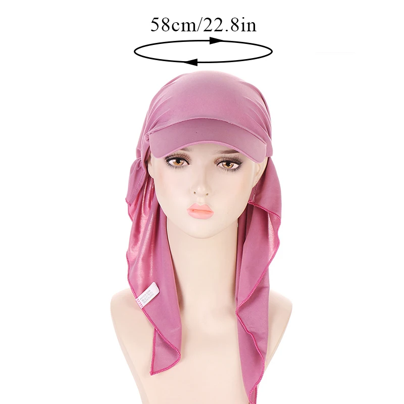 Muslim Women Turban Hat Baseball Cap Printed Pre-tied Headscarf Summer Sun Hat Female Turban Cancer Chemo Hat Stretch Bandan