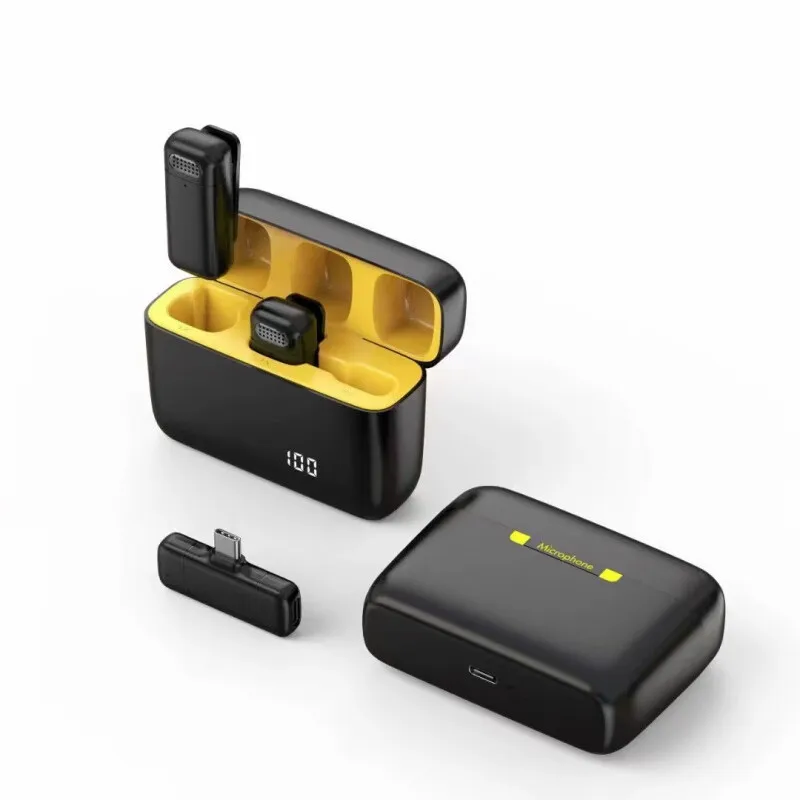 ميكروفون Lavalier لاسلكي مع علبة شحن، ميكروفون صغير محمول لتسجيل الصوت والفيديو لهاتف IPhone Android Live Gaming Mic